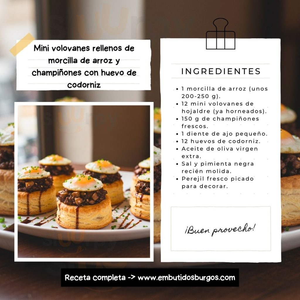 Mini volovanes rellenos de morcilla de arroz y champiñones con huevo de codorniz 2 Mini volovanes rellenos de morcilla de arroz y champinones con huevo de codorniz