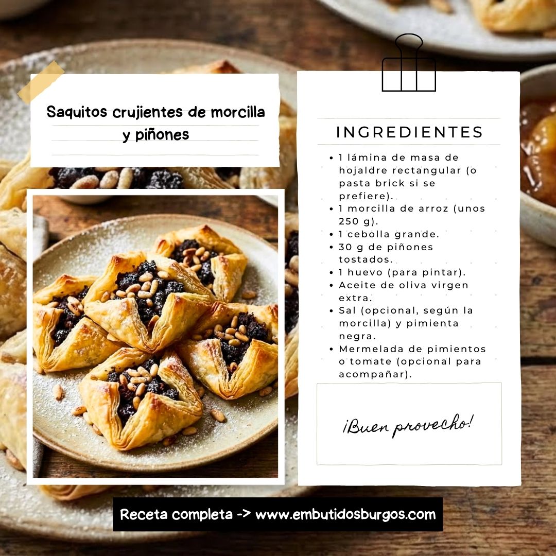 Saquitos crujientes de morcilla y pinones